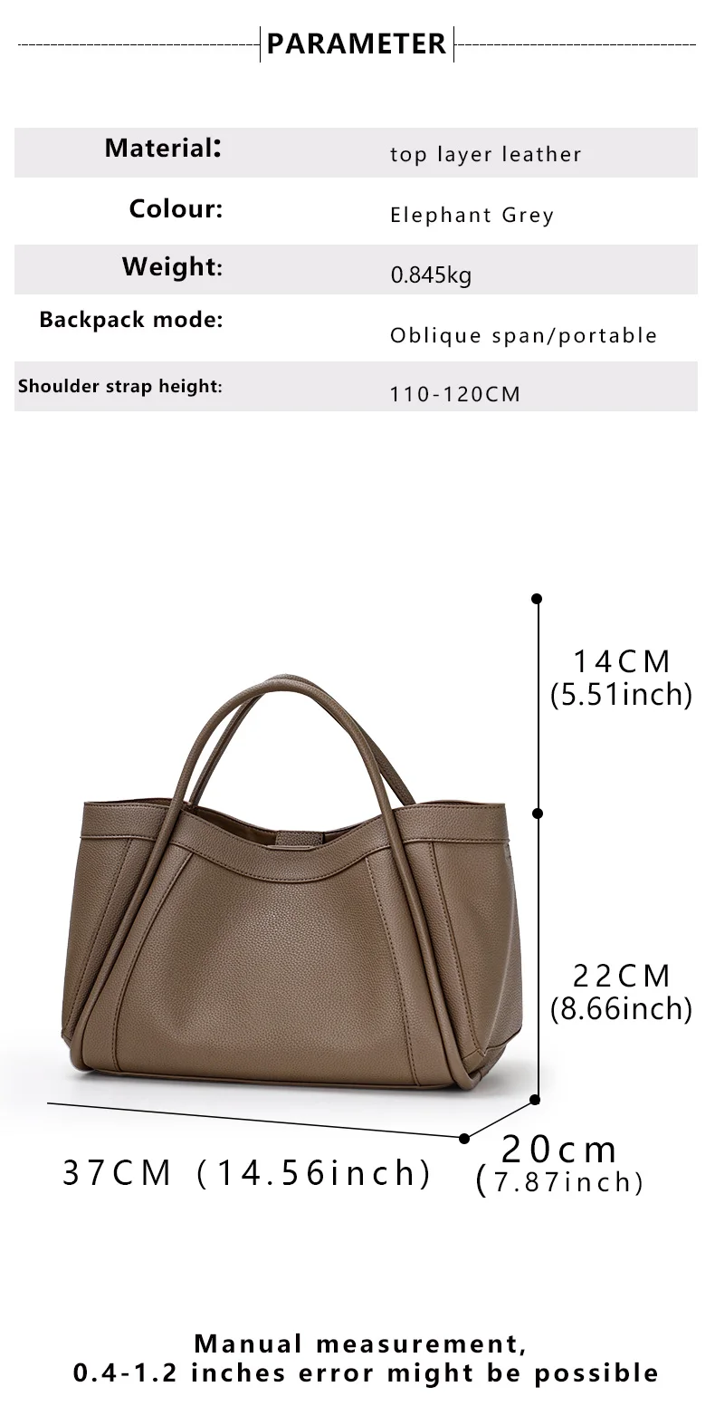 2026 Neuer Stil Hochwertige Damen-Umhängetasche aus Rindsleder, Große Kapazität Echtes Leder, Vielseitige Damenhandtasche mit Premium-Qualität – Detail 5