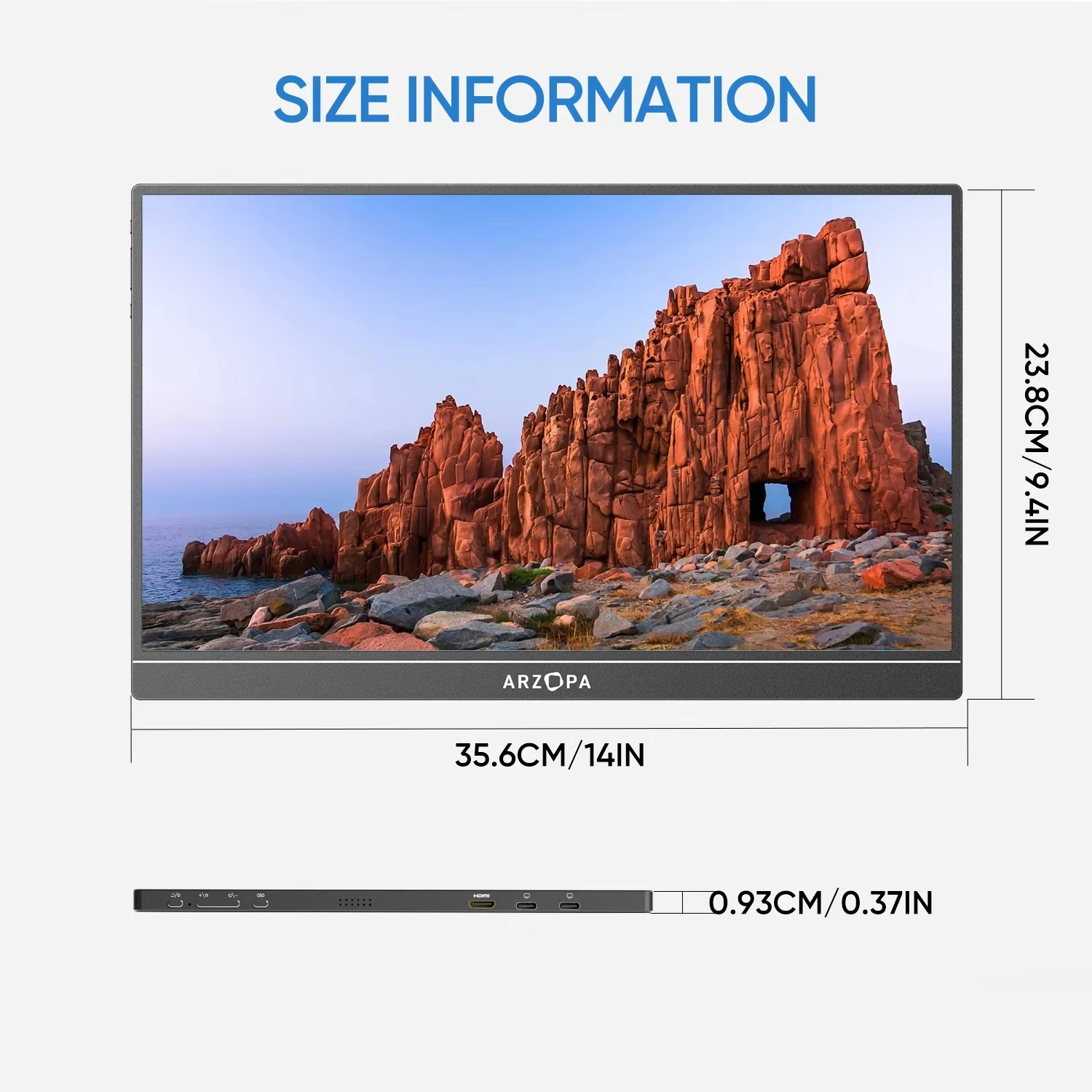 ARZOPA 16인치 2.5K QHD 휴대용 모니터 16:10 IPS 화면, 타입-C 미니 HDMI 지원, MAC/노트북/PC/Xbox/PS/스위치용 보조 디스플레이, Z1RC
