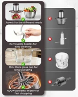 Broyeur électrique extra puissant, multi-broyeur Flash Chacker 500W 2L, broyeur universel électrique avec récipient en verre, machine de cuisine universelle, mixeur pour aliments pour bébés, noix, légumes, fruits, viande 7
