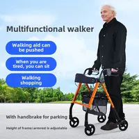 Heavy Duty Rollator Walker Load for 158kg,Lightweight Folding Bariatric Rolling Walker with Extra Wide Seat Elderly Walking Aids 1
