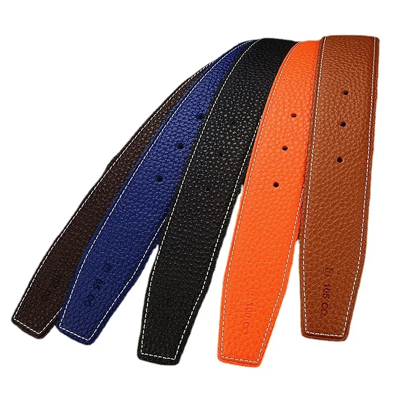 New Luxury Brand Belts Men Women High Quality Male Strap Genuine Waistband Men\'s No Buckle Belt 3.0cm 3.8cm Litchi Grain H Belt