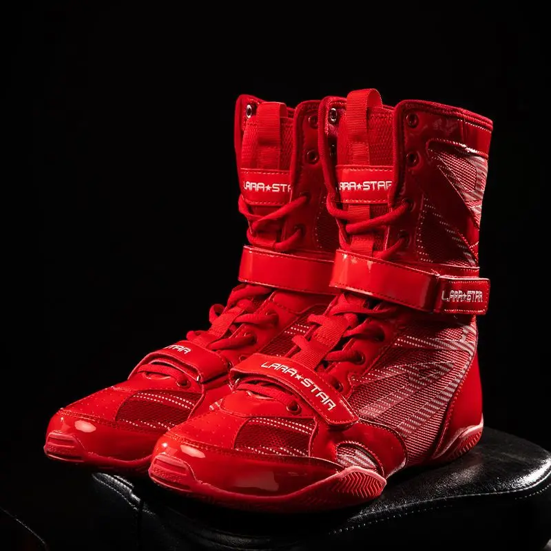 New Men's High Top Fighting Boxing Shoes Strength Training Sneakers Professional Matching Anti-Slip Wrestling Shoes