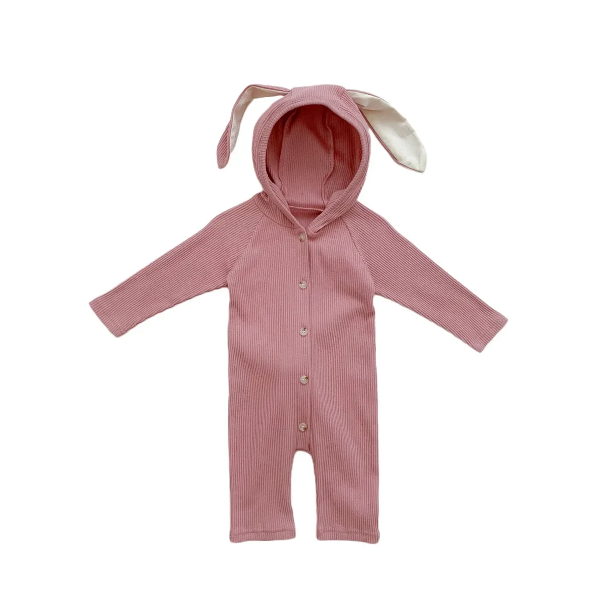 Baby Girl Outfit Korean Style Cotton Romper Suit Rabbit Shaped Design Autumn Clothes Crawling Suit Foot Covering for Babies