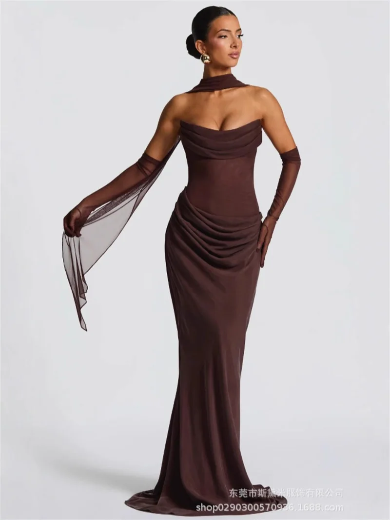 brown strapless prom dress Odela Strapless Drop Waist Maxi Dress | Chocolate | Womens