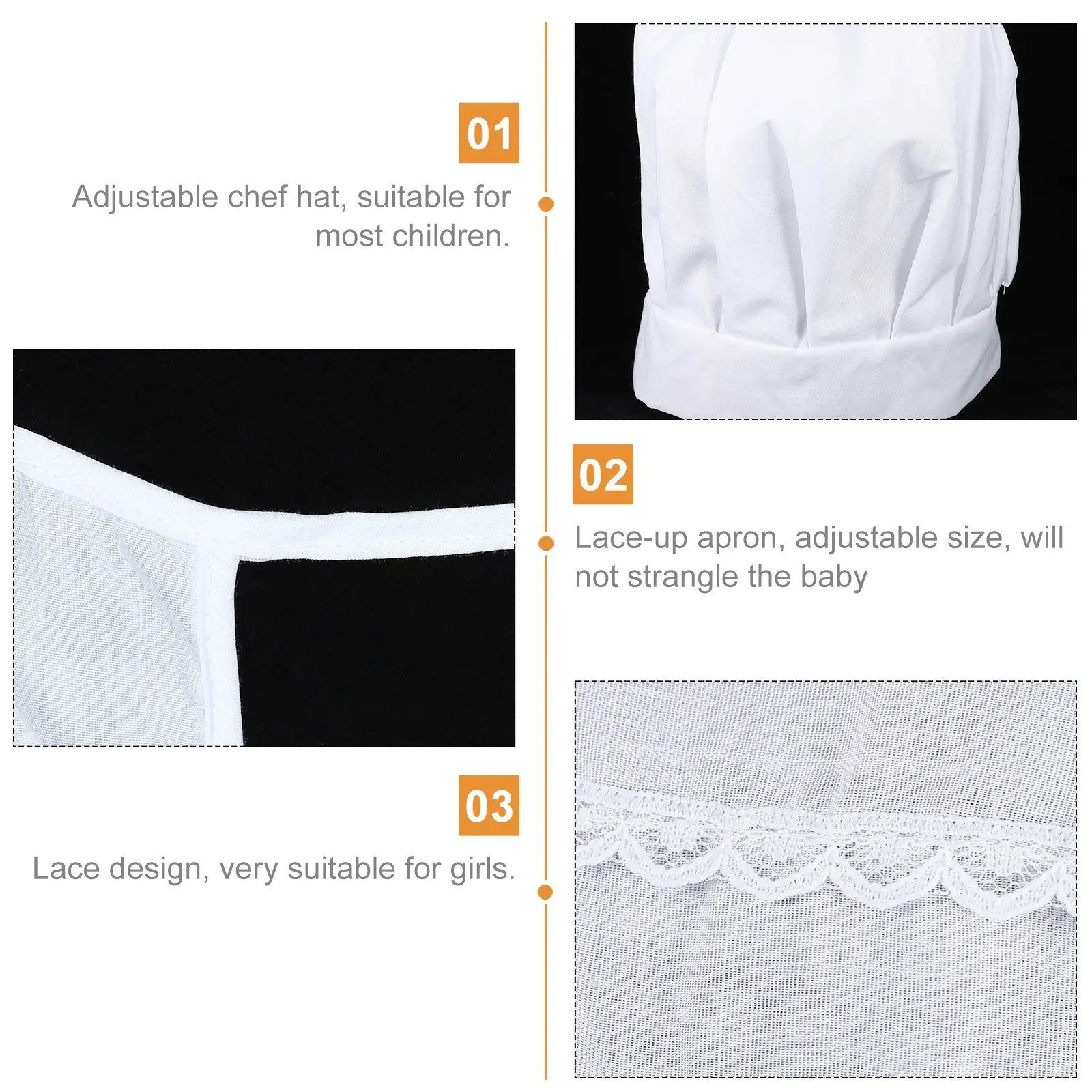 1세트 어린이 셰프 의상 세트(모자와 보관 주머니가 있는 민소매 앞치마 포함) 어린 소녀들의 베이킹 요리 역할에 적합