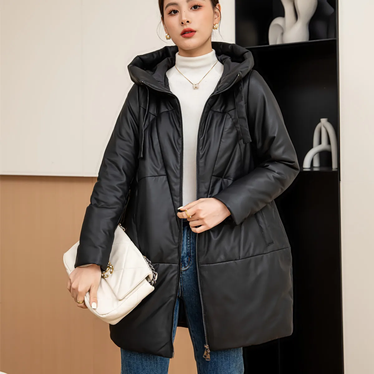 

Women's Jacket Sheepskin Coat Padded Genuine Leather Down Jacket Luxury Padding Winter Traf Outer Woman Official Korean Clothes