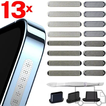 13 pz/set Pinzette In Metallo Del Telefono Cellulare Spina Antipolvere Porta di Ricarica Mobile Pulitore Altoparlante Copertura Antipolvere Netto Per iPhone Samsung Xiaomi