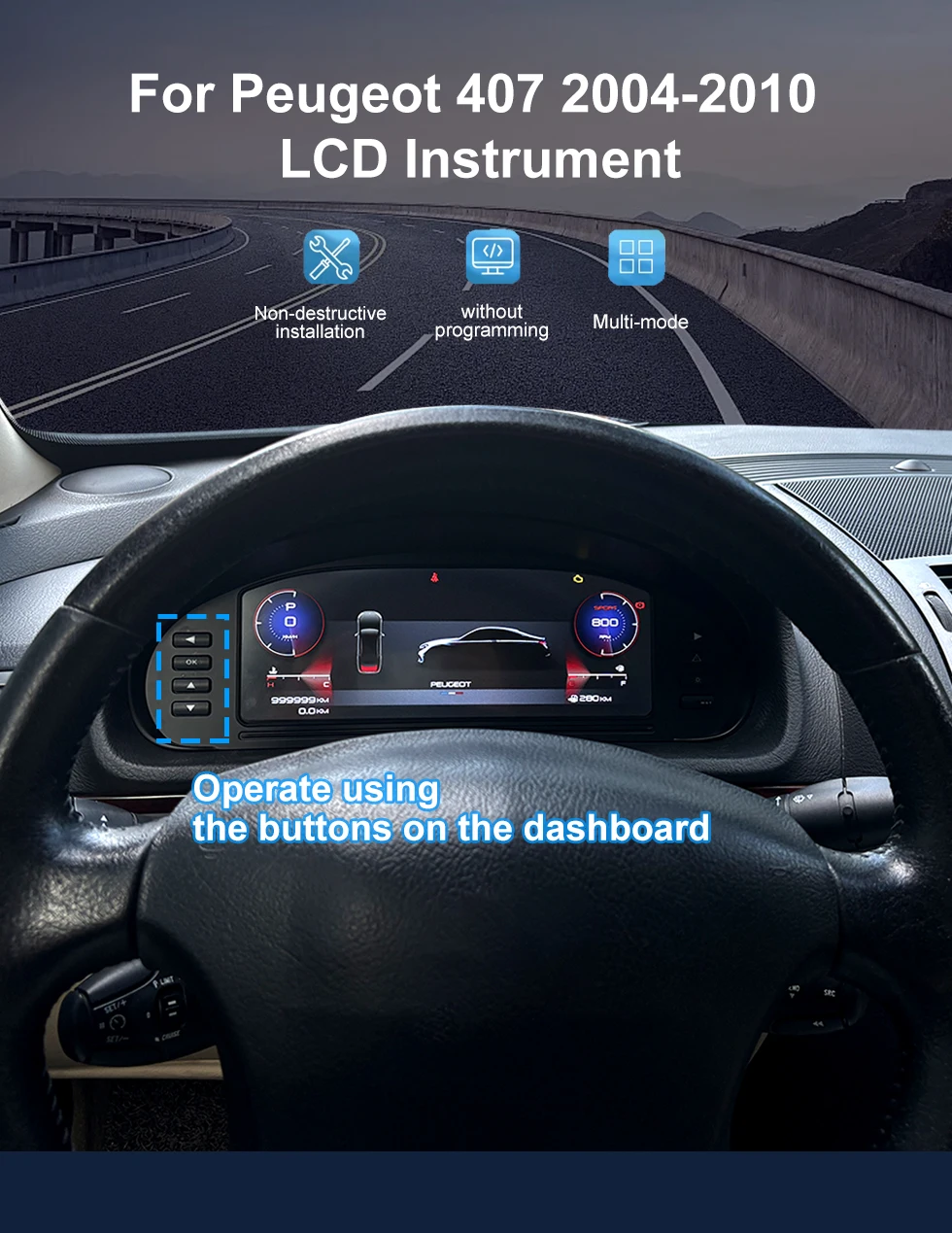 Combiné Numérique 10.25" Pour Peugeot 407 2004-2010 - CarPlay Sans Fil, Plug & Play
