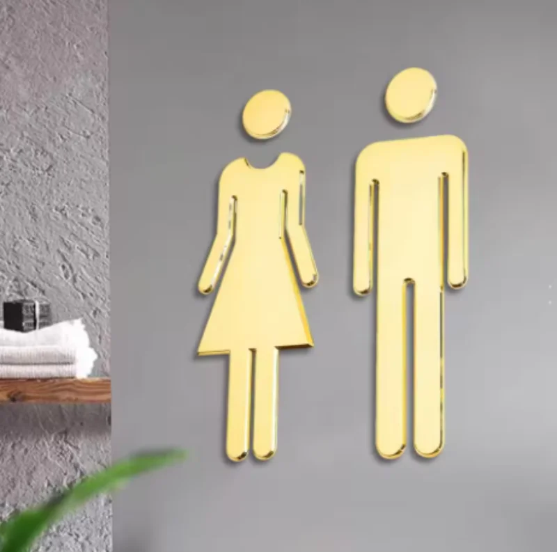 2Pcs Acrylic Toilet Gender Signs Adhesive 3D Men Women Sign Restaurant Office Hotel Bathroom Washroom Identification Signage