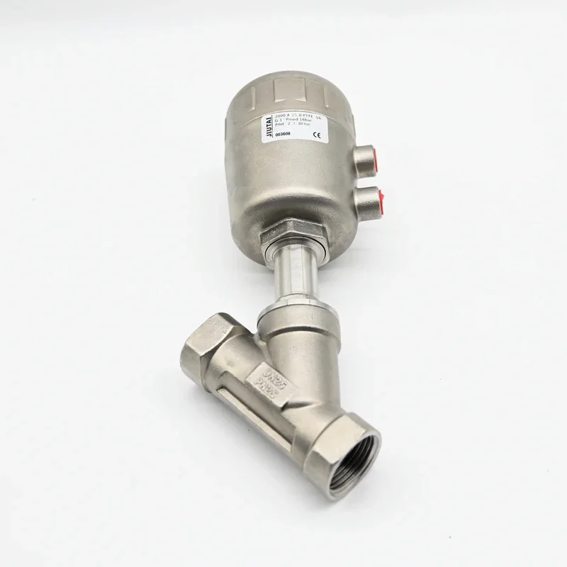 JTAIV 2/2 Way Piston Operated valve Water Air Oil Double Acting Pneumatic threaded angle seat valve Stainless steel