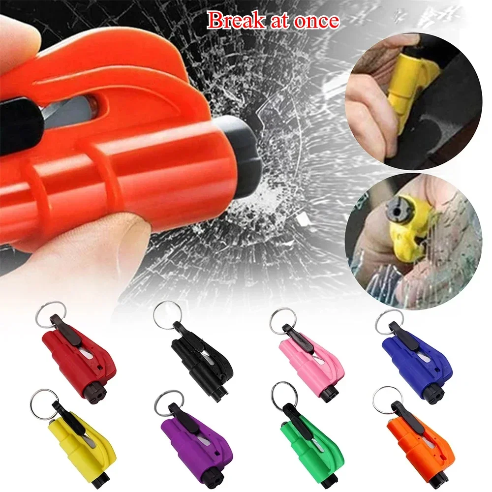 Mini Safety Hammer Car Emergency Rescue Kit Key Chain Knife Life Belt Cutter Broken Window Glass Emergency Hammer Is Carried 50p