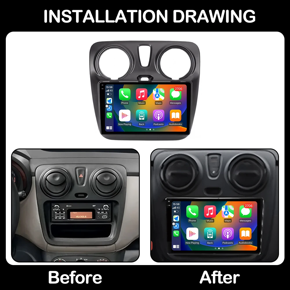 Reproductor Multimedia de Radio de coche Android para Renault Lodgy Dacia Dokker 2012 2013 2014 - 2021 Autoradio Carplay WIFI DSP estéreo 6