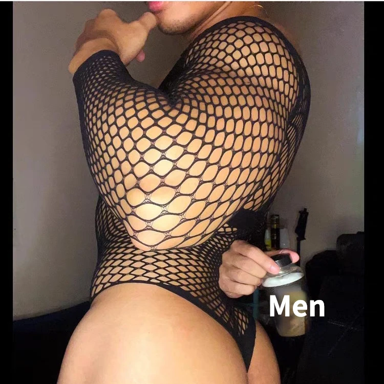 Male Jumpsuit Young Men's Nightwear Cool Men Sexy Lingerie Fun Erotic Gentlemen Fishnet Sleepwear Plus Size Man's Body Suits
