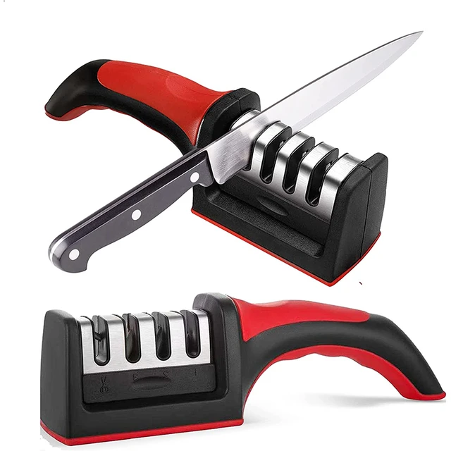 Kitchen 3 Segment Knife Sharpener Household Multi-Functional Hand-Held  Three-Purpose Black Sharpening Stone Knives Sharpeners - AliExpress