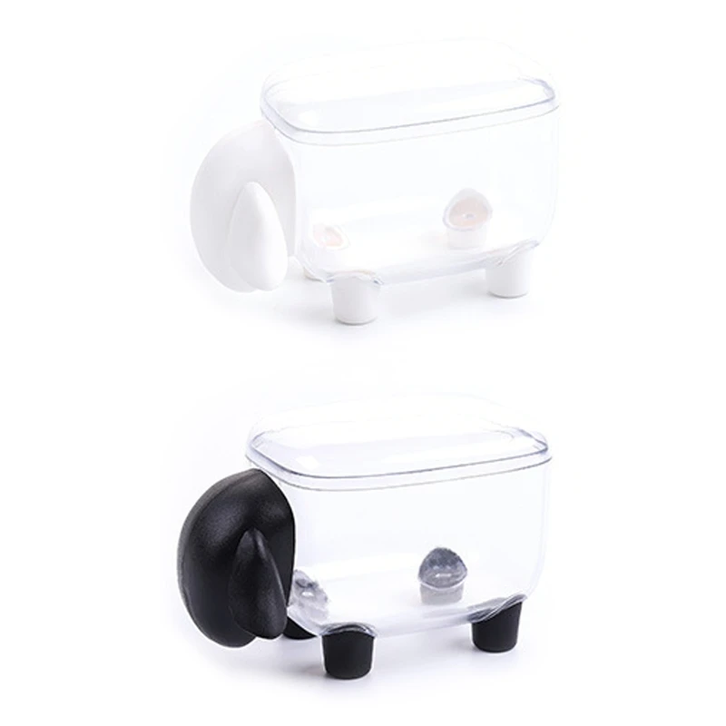 Desktop Storage Kit Cartoon Cosmetic Pads Holder Dispener with Removable Lid for Dental Flossers Makeup Paper Clamp Cotton Swabs Binder Ring