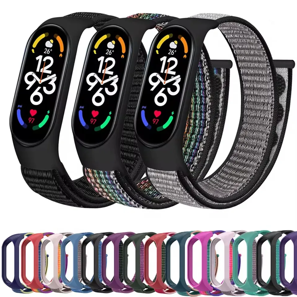 Correa de nailon para reloj inteligente Xiaomi Mi Band 7-7, pulsera deportiva de repuesto con nfc, 7, 6, 5, 4 y 3