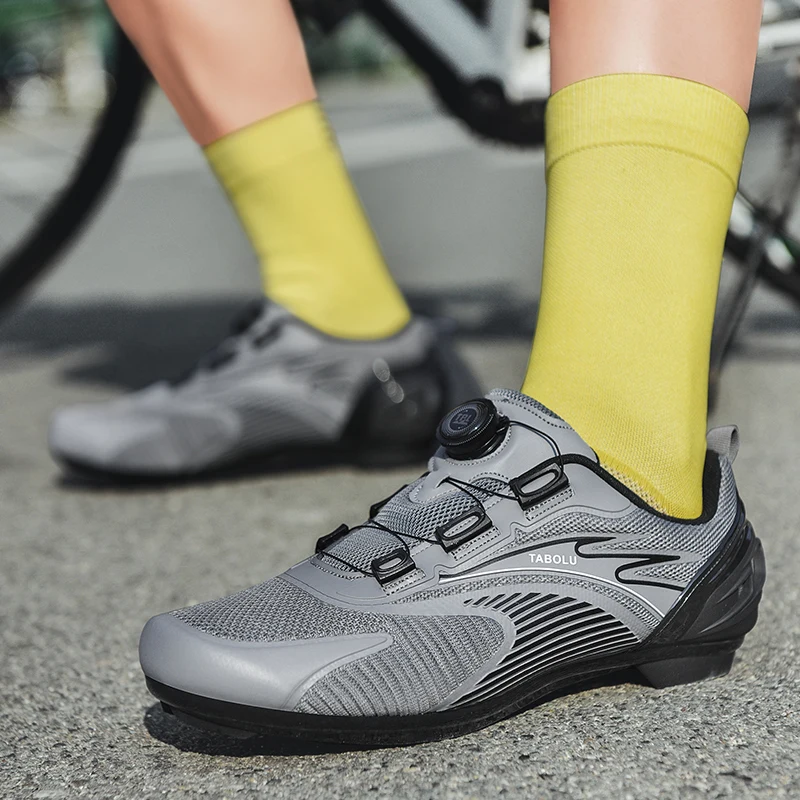 Professional Men Cycling Shoes Road Spd Gray Breathable Mesh Racing Bike Self-Locking Women Cleats Mountain Sneaker Zapatillas 4