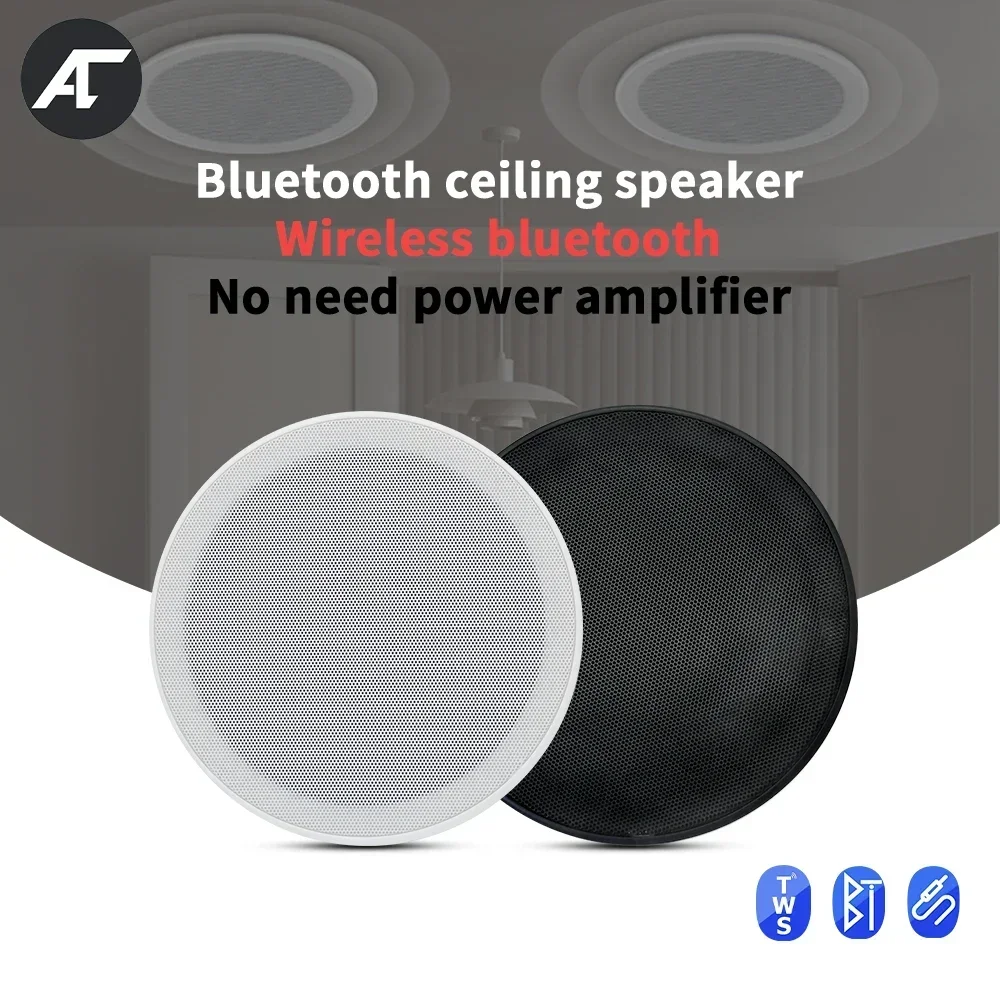 Потолочный Bluetooth-динамик 6 дюймов, встроенный цифровой усилитель класса, громкий динамик 10 Вт, встроенный в стену аудио для домашнего кинотеатра, фоновый звук