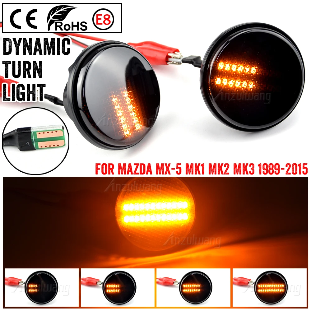 2Pcs Led Dynamic Blinker Indicatore Laterale Indicatore Di Direzione Accessori Per Mazda Mx5 Miata Mk1 Mk2 Mk3 1989-2015 Na Nb Nc