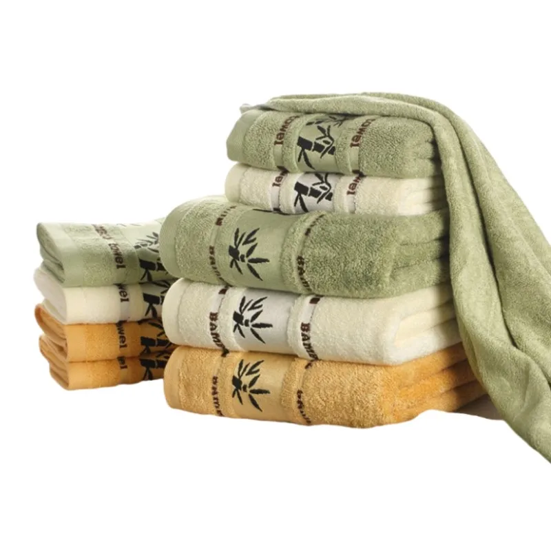 

Drop Shipping Bamboo Towel 3pcs Set Hand Face Towel and Bathroom Towels for Adults Summer Beach Bathroom Absorbent Bath Towels