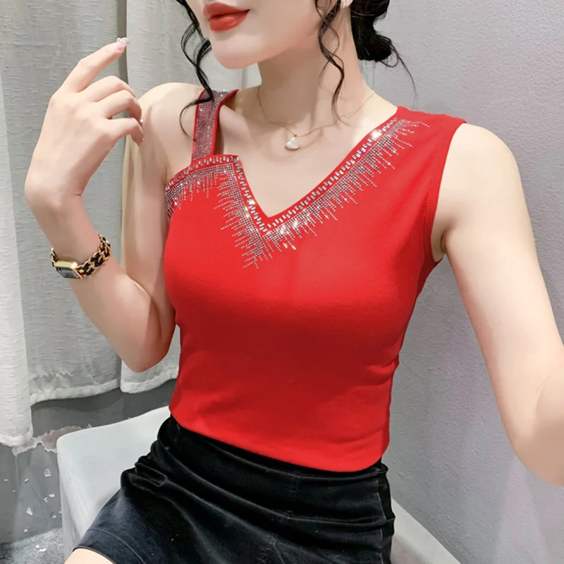 

Women's Sleeveless Diamond Mesh Vest, Female Tops, V-Neck, Hot, Summer Fashion, M-3XL, New, 2023