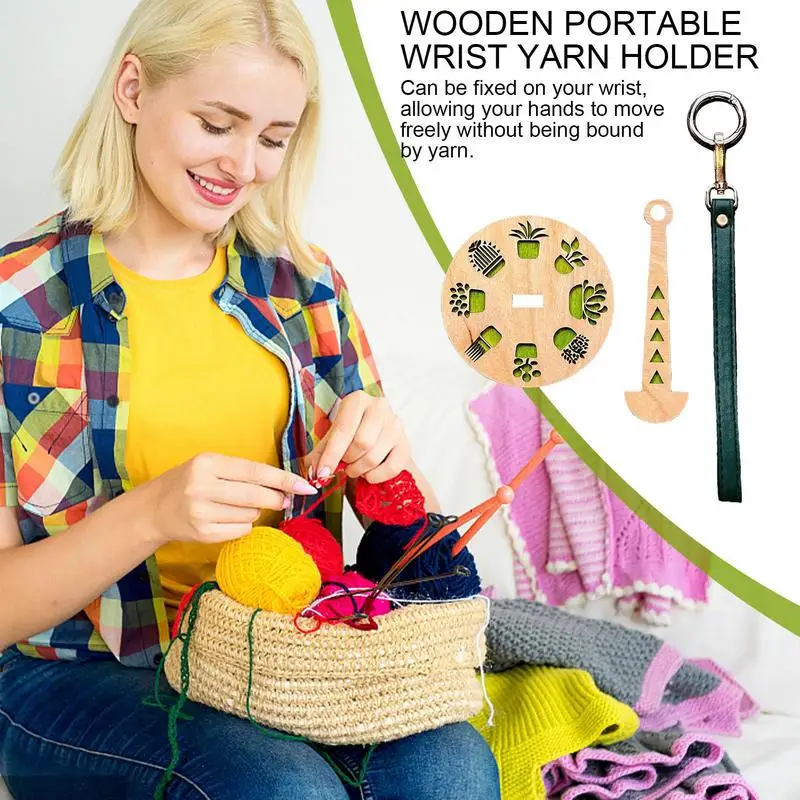 Wood Yarn Holder Wrist Yarn Dispenser Holder Wood Embroidery Accessories Arts Crafts Cardigans Sweaters Socks