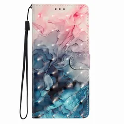 Adorable Owl Cat Print Phone Case with Wallet and Card Holder - P Smart 2020 (Pink B Marble P4)