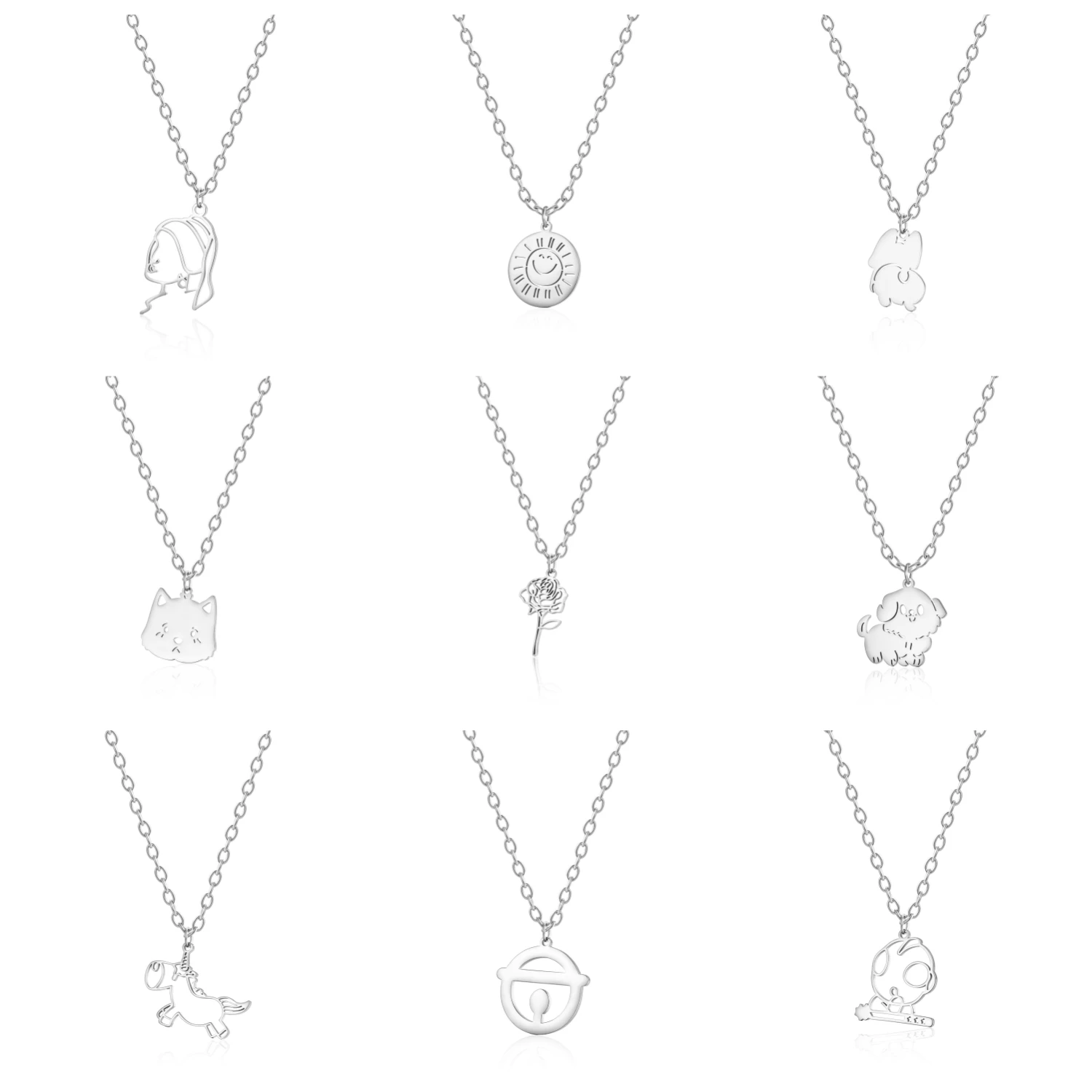 StainlessSteelGirlsSideFaceSilverColorHipHopDelicateFashion