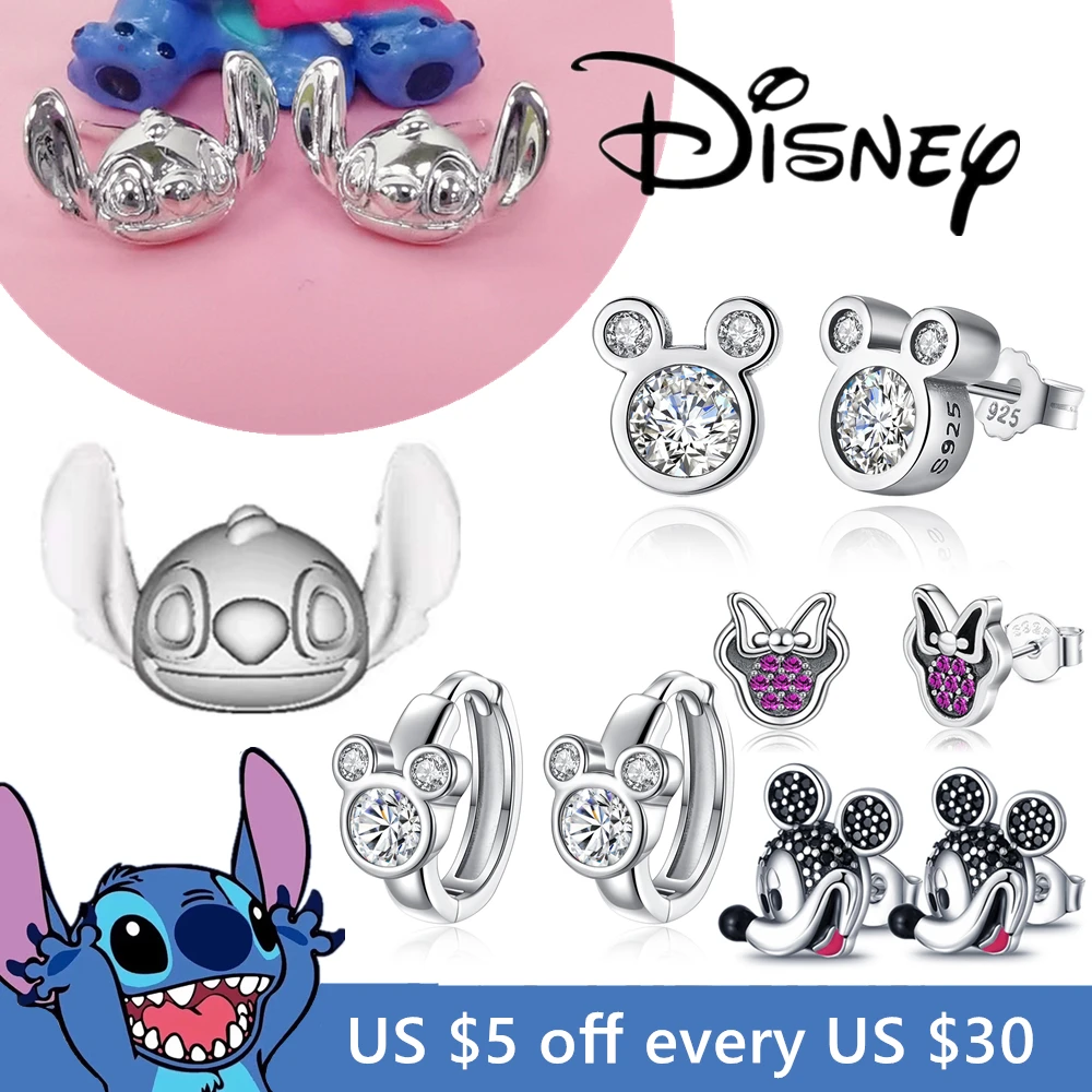 Polish 925 Sterling Silver Mickey Mouse Heart Stud Earrings - Comes In Gift Box, Perfect Disney-Inspired Gift