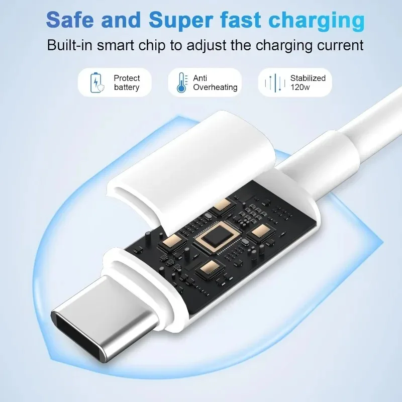 รูปสินค้า สายชาร์จ USB-C 120W ชาร์จเร็ว ทนทาน ใช้ได้กับหลายแบรนด์