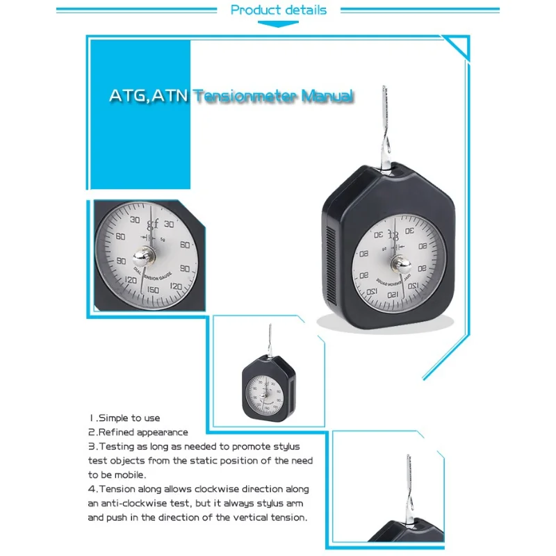 ATG-50-2 Dial Medidor de tensión Medidor de fuerza Solo puntero 50G