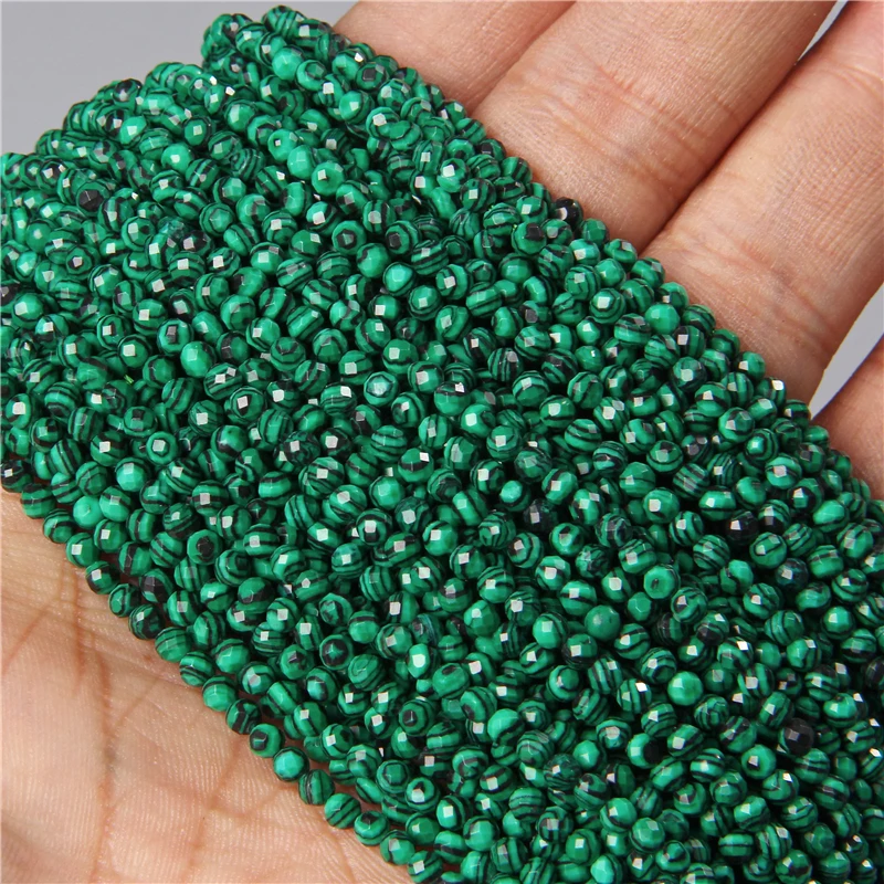 Small Green Natural Stone Faceted Beads