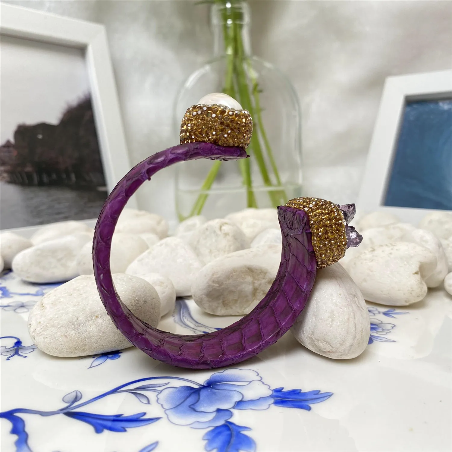 New Natural Pearl Amethyst Bracelet Women's Personality Fashion Noble Luxury Elegant Lady Rhinestone Ball Party Gift Jewelry