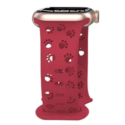 Breathable Silicone Watch Strap with Hollow Design - 40 41 42mm(S11 10) (Win Red)