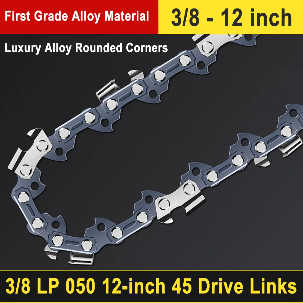 12" Guide Bar & 45 Link Chain Set 3/8"LP Pitch 0.050" Groove Width Rounded Teeth Alloy Chainsaw Components 12 Inch Electric Saw 4