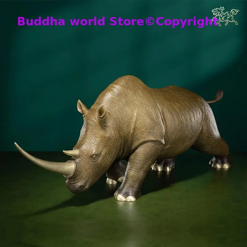 

79cm HUGE Lucky Mascot Auspicious African rhinoceros bronze sculpture living room Company HOME BAR GOOD LUCK Decoration Statue