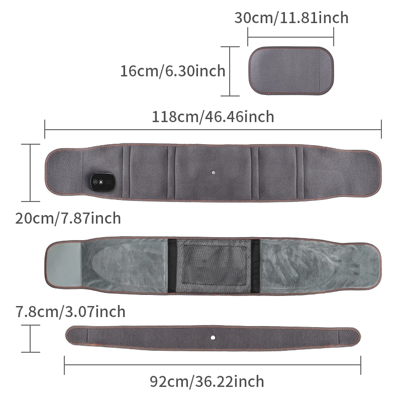 Electric Heating Waist Massager Belt with Vibration Hot Compress USB Charging Lumbar Back Support Brace for Relaxation