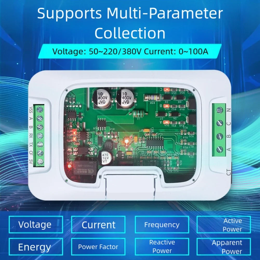 PZEM-6L24 RS485 모드버스-RTU 전력 모니터 3상 110 380V 100A 능동 및 무효 에너지 전압 전류 측정기 자동화용
