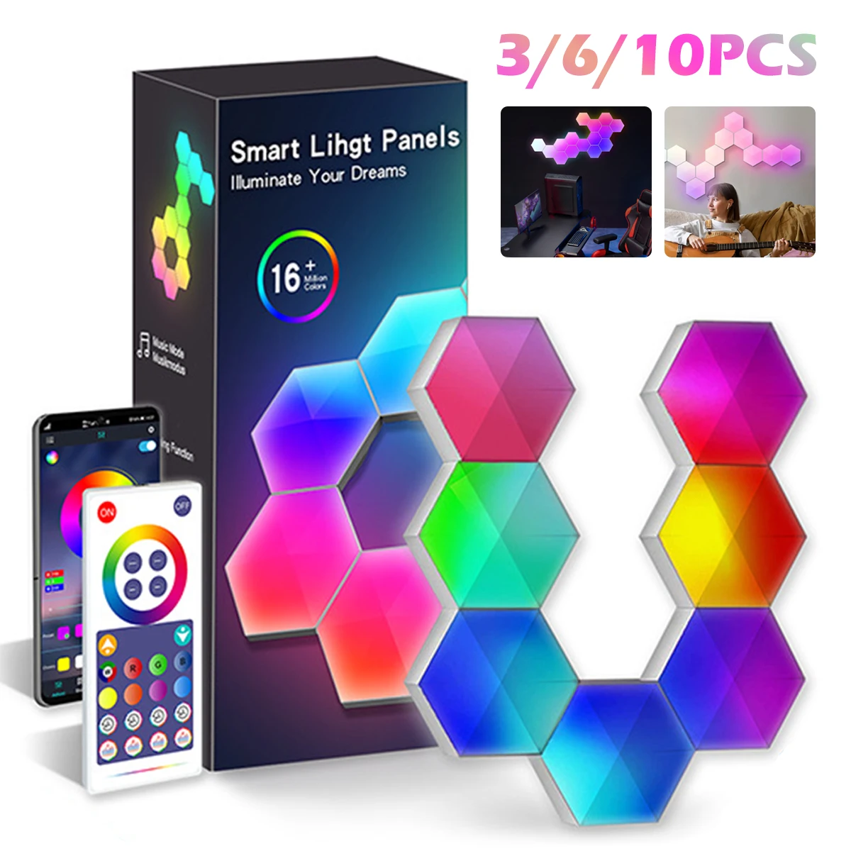 RGB Bluetooth LED Hexagon Light Trendz Point