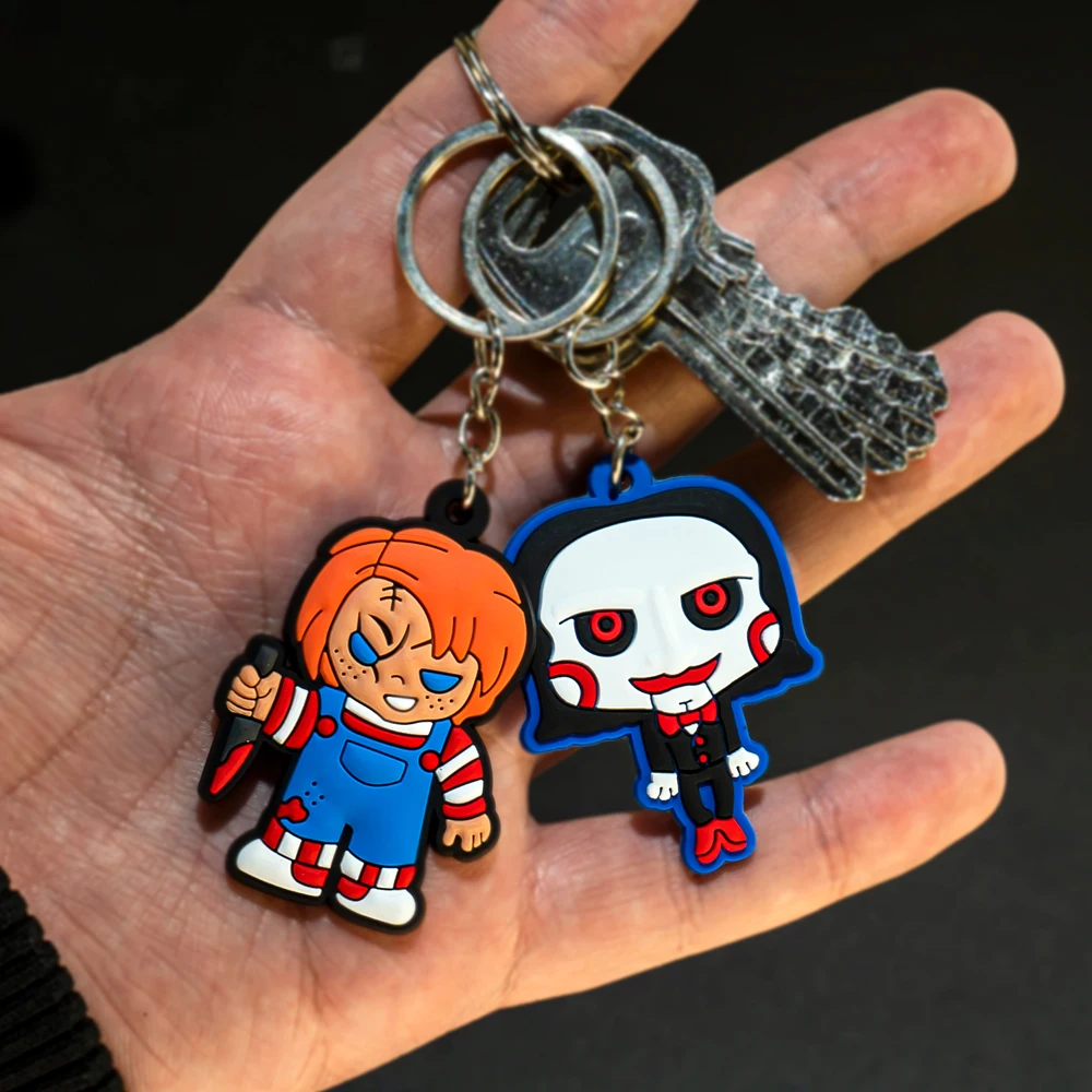 50PCS PVC Keychain Funny Style Horror Movie Character Keyring New Arrival Custom Key Chain Accessories Wedding Party Souvenir