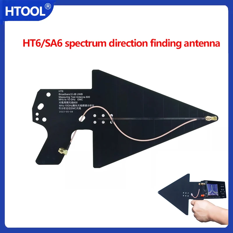 HT6 Log-Periodic Antenna 0.6-10GHz Direction Finding Antenna Spectrum Analyzer SMA Signal Analysis Positioning EMC 6dBi Gain