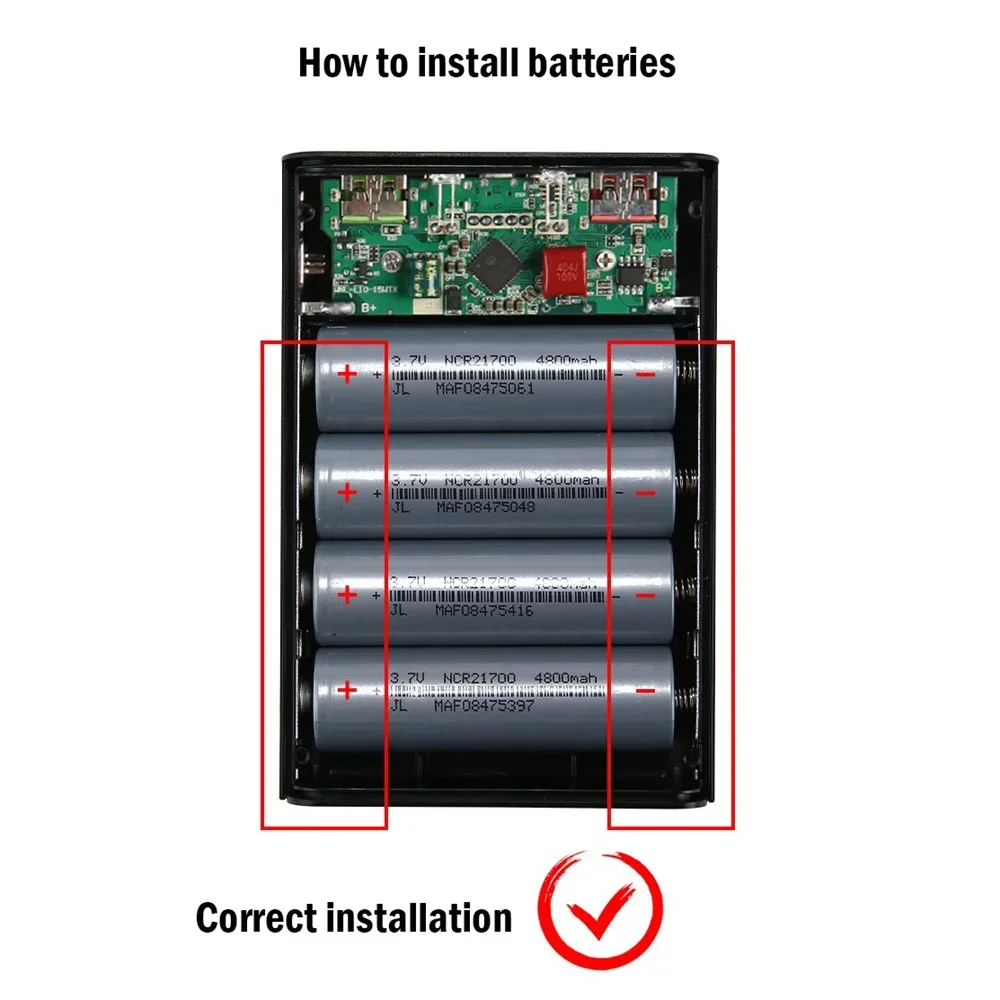 Custodia Batteria Portatile Per 4x21700 – USB-C Ricarica Rapida, ABS Trasparente, Protezioni Integrate – Per DIY E Campeggio, Gialla