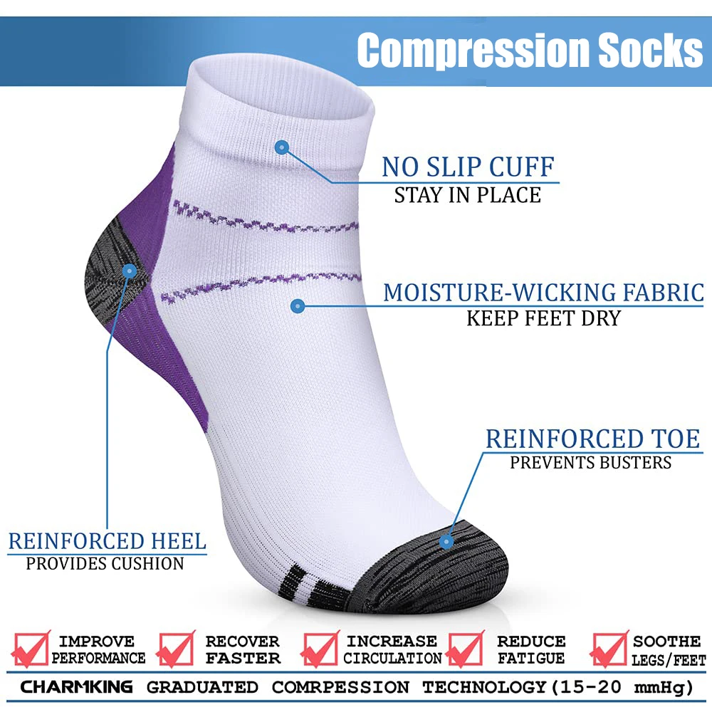 Compression Socks 7Pairs/5Pairs Plantar Fasciitis Relief Foot Pads for Women Men