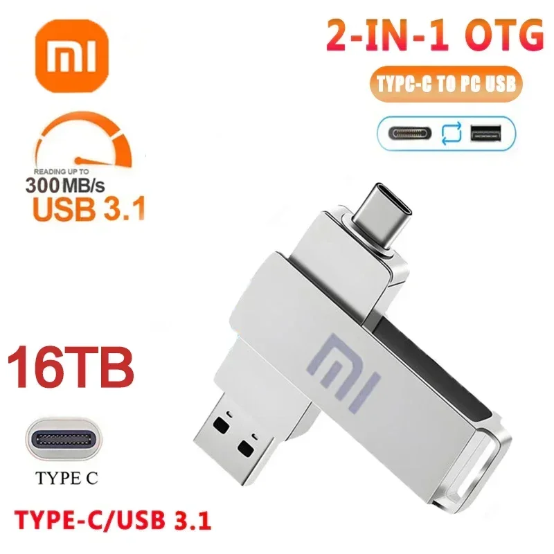 Xiaomi 2Tb Metal Usb 3.0 Flash Drive Pendrive Ad Alta Velocità 1Tb 16Tb Usb Drive Ssd Portatile Memoria Usb Flash Disk Type-C Adattatore