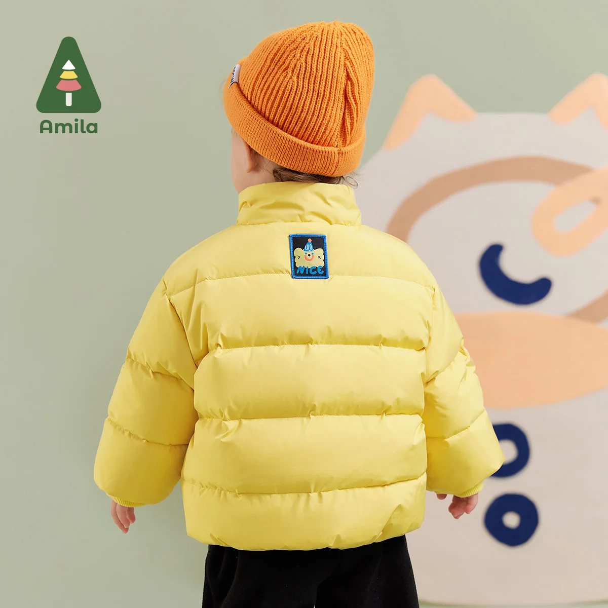 Amila Baby Boy Down Jacket Winter New Multicolour Stand Collar Fleecing Fashion Cosy Warm Baby Clothing