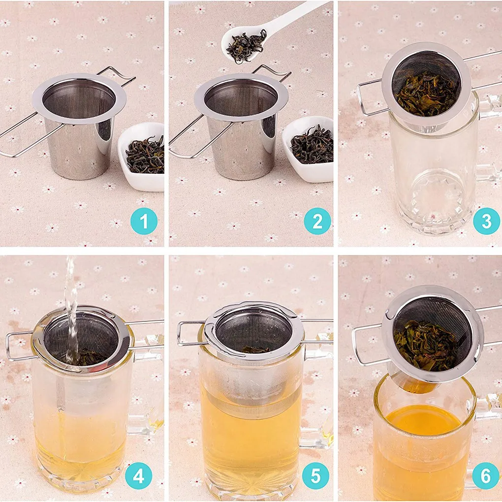 New 1PC 304 Stainless Steel Reusable Tea Infuser Tea Strainer Teapot Loose Tea Leaf Spice Tea Filter Kitchen Accessories images - 6