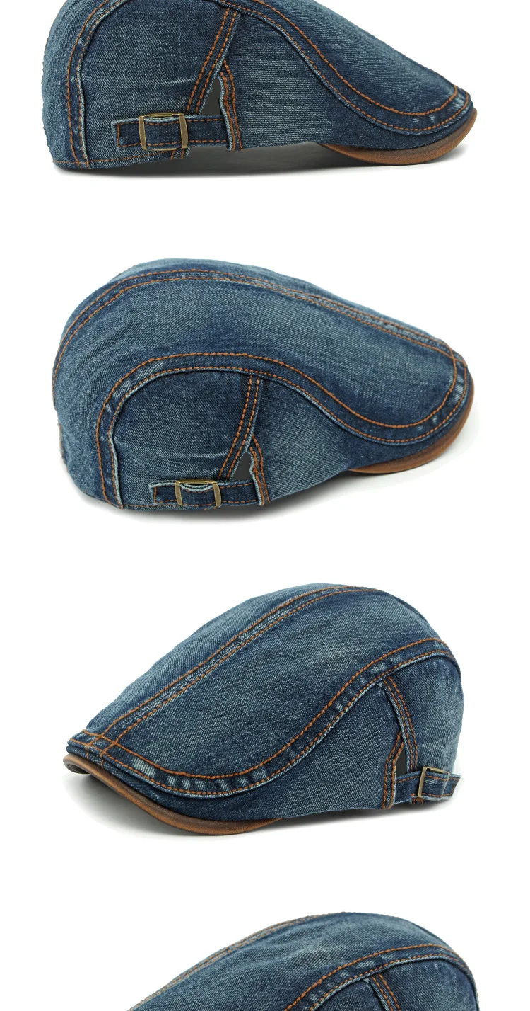 2025 Frühling Neue Gewaschene Denim-Mütze Herren-Baskenmütze Britische Retro-Kappe Damen-Freizeitmütze – Detail 11