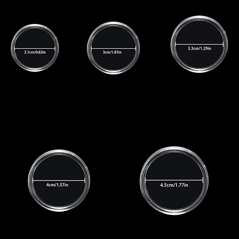 10pcs/lot Coins Storage Capsules Plastic Coin Holder Coin Protection Box Transparent Acrylic Small Circular Box Diameter 21-45mm 5