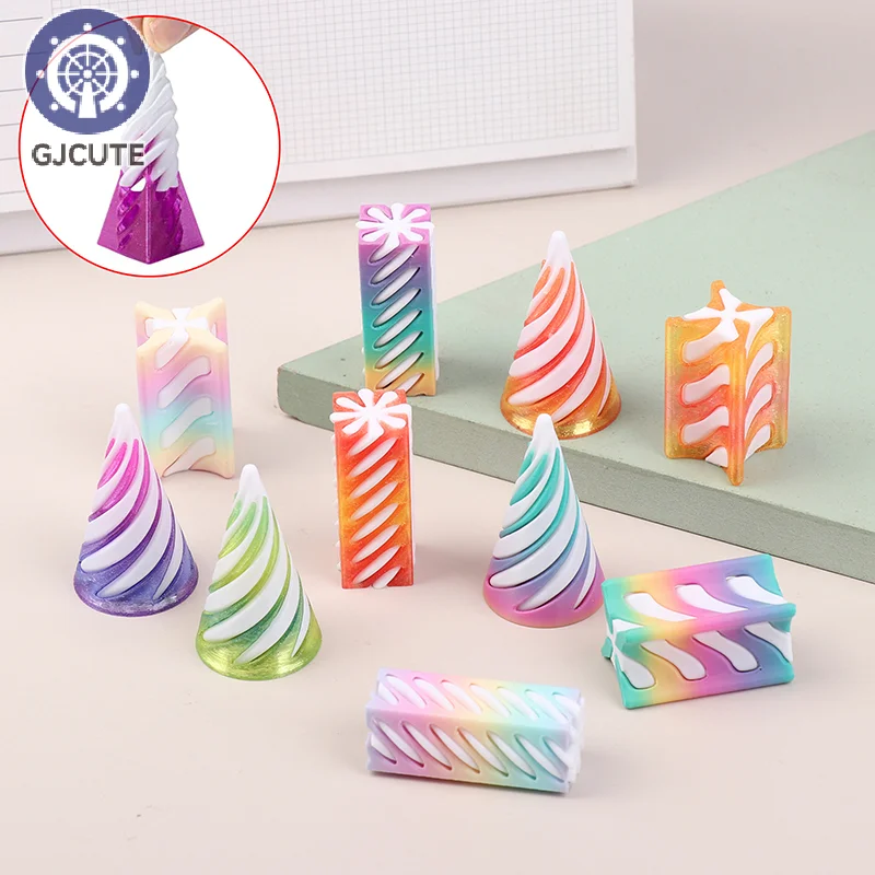 3D Printed Spiral Cone Toy Impossible Pyramid Passthrough Sculpture Mini Vortex Thread Illusion Pillar Helix Screw Fidget Toys