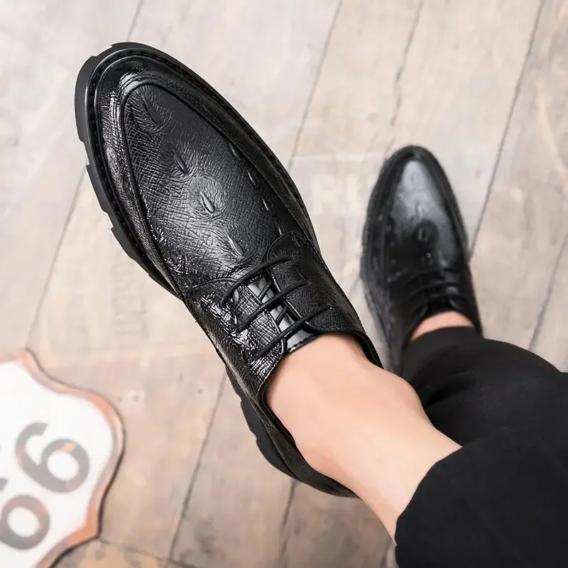 

Luxury Men's Oxford Leather Shoes Breathable Rubber Dress Flat Shoes Office Wedding Moccasins